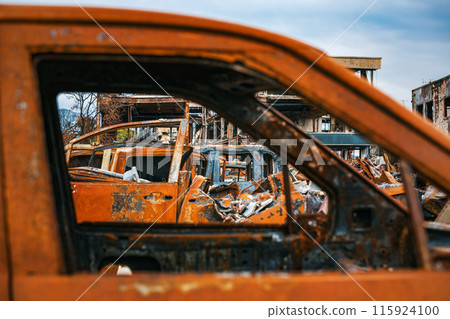 2020年能登半島地震：輪島焦土街景 115924100
