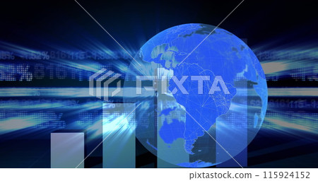 Image of globe over financial data processing Image of globe over financial data processing 115924152