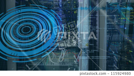 Image of scope scanning and data processing over digital screen 115924980