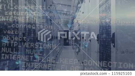 Image of data processing over server room Image of data processing over server room 115925103