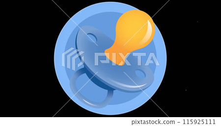 Image of baby dummy and green lights with white spots on black background 115925111