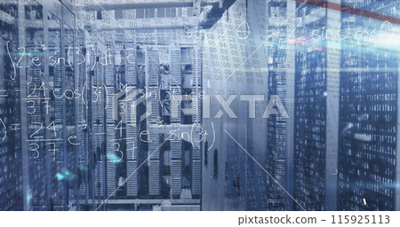 Image of data processing over server room Image of data processing over server room 115925113