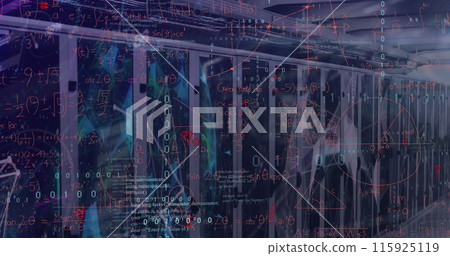 Image of data processing over server room Image of data processing over server room 115925119