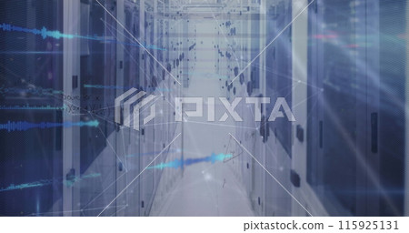 Image of data processing over server room 115925131