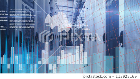 Image of data processing over server room 115925169