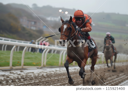 Horse race at the racetrack 115925400