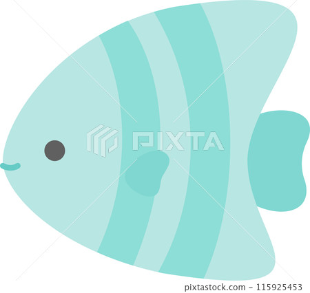 Cute angelfish illustration material, green fish icon 115925453