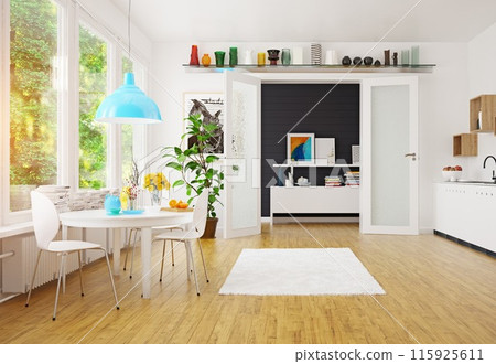 modern scandinavian kitchen room design. modern scandinavian kitchen room design. 115925611
