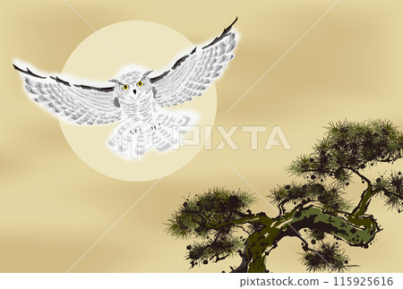 貓頭鷹米色月夜 貓頭鷹米色月夜 115925616