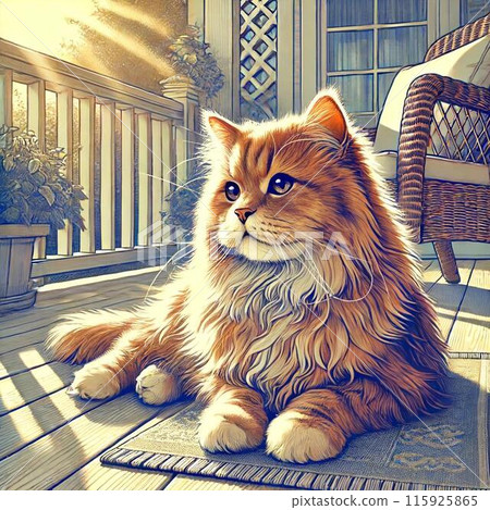 Cat sleeping on the balcony Cat sleeping on the balcony 115925865