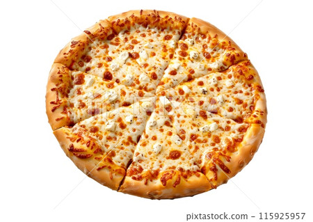 Delicious Italian pizza topped with mushrooms, bell peppers, and spinach, perfect for a healthy meal 115925957