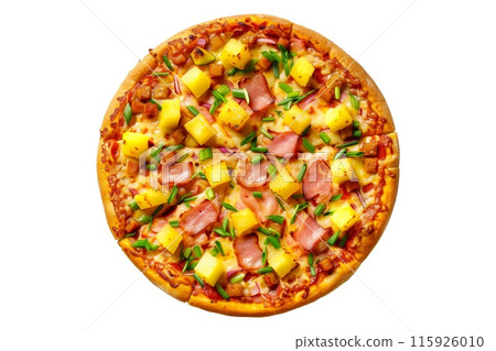 Delicious Italian pizza topped with mushrooms, bell peppers, and spinach, perfect for a healthy meal Delicious Italian pizza topped with mushrooms, bell peppers, and spinach, perfect for a healthy meal 115926010