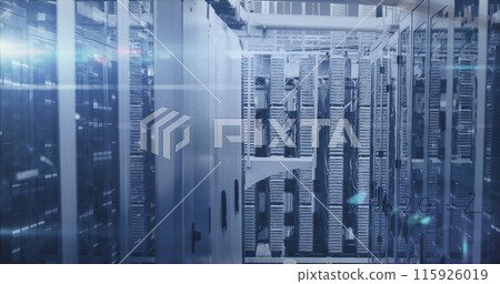 Image of data processing over server room 115926019