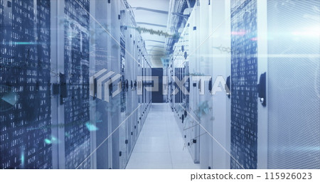 Image of data processing over server room Image of data processing over server room 115926023