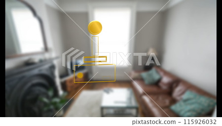 Image of gamepad icon over house interior Image of gamepad icon over house interior 115926032