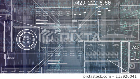 Image of data processing over server room 115926041