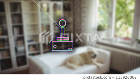 Image of gamepad icon over house interior Image of gamepad icon over house interior 115926062