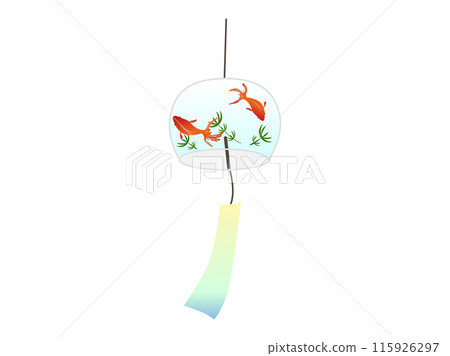 金魚圖案的風鈴在風中搖曳 115926297