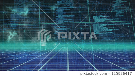 A digital image of light trails floating on a black background, symbolizing the global connections m 115926417