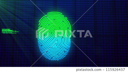 Image of fingerprint over data processing Image of fingerprint over data processing 115926437