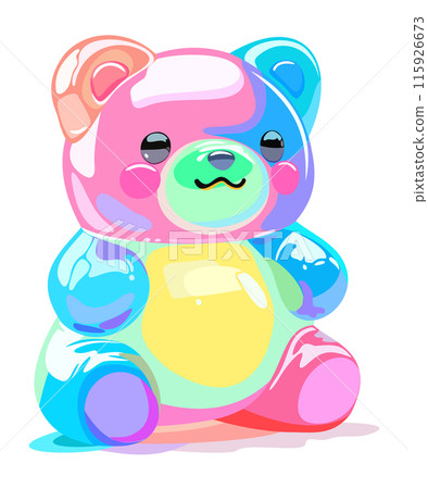 Colorful gummy bear. Jelly bear fruit gummy. Vector isolated illustration Colorful gummy bear. Jelly bear fruit gummy. Vector isolated illustration 115926673
