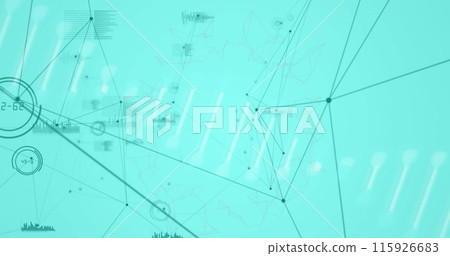 Image of dna strand with networks of connections Image of dna strand with networks of connections 115926683