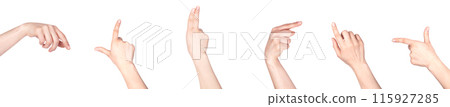 woman's hand touching or grabbing isolated 115927285