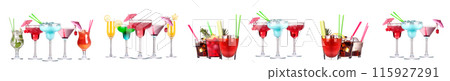 Different alcohol cocktails like beer, martini, soda, champagne, whiskey Different alcohol cocktails like beer, martini, soda, champagne, whiskey 115927291