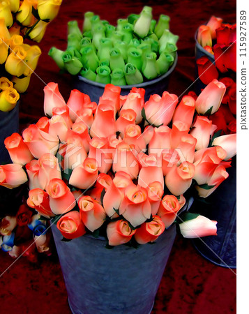 Orange and green roses 115927589