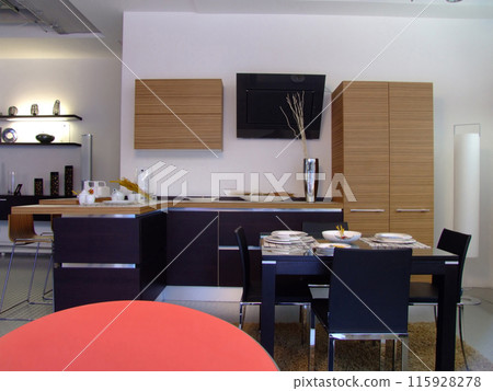 Kitchen with dining table 115928278