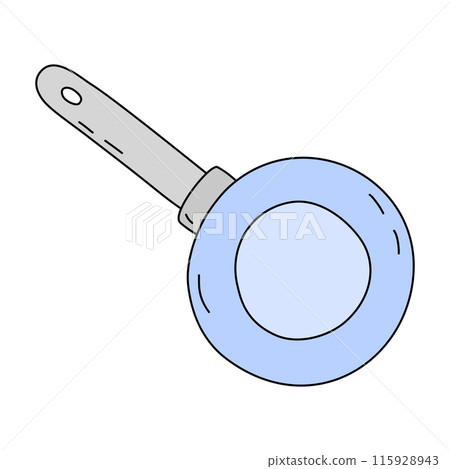 Fraying pan icon top view, doodle style vector Fraying pan icon top view, doodle style vector 115928943