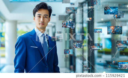 Professionals working in modern office.Young Asian leader concept. 115929421