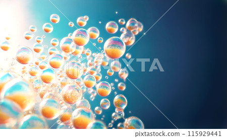 背景就像水下肥皂泡，彩色氣泡破裂 115929441