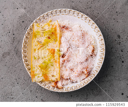 Homemade fresh cannoli with ricotta filling 115929543