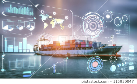CG illustrations: Shipping industry data analysis image material 115930047