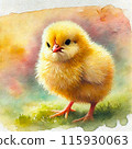 Cute chicks standing in spring nature: the healing power of adorable animals 115930063