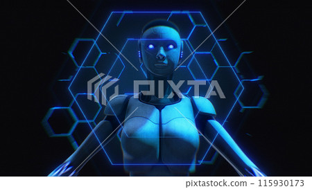 Female Cyborg Digital Screen Female Cyborg Digital Screen 115930173