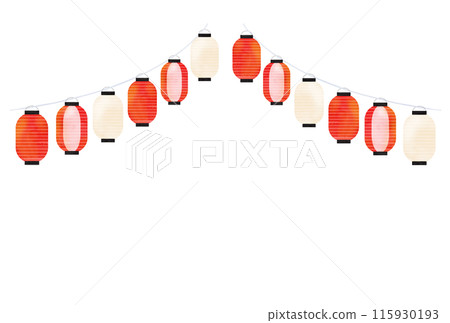 Watercolor style red and white long lantern 115930193