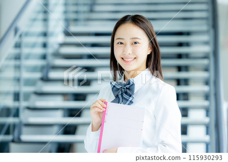High school girl with notebook High school girl with notebook 115930293