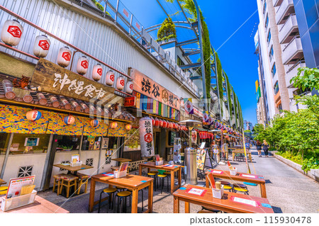 Tokyo cityscape in Japan: View of Shibuya Yokocho in front of Shibuya Station, surrounded by greenery (June 19) Tokyo cityscape in Japan: View of Shibuya Yokocho in front of Shibuya Station, surrounded by greenery (June 19) 115930478