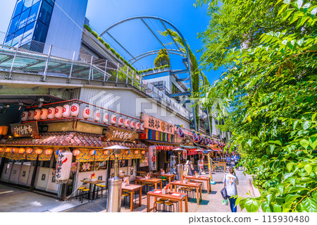 Tokyo cityscape in Japan: View of Shibuya Yokocho in front of Shibuya Station, surrounded by greenery (June 19) Tokyo cityscape in Japan: View of Shibuya Yokocho in front of Shibuya Station, surrounded by greenery (June 19) 115930480