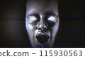 Distorted Glitch Noise Scary Face with Mouth Open 115930563