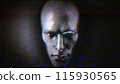 Scary Male Face with Distorted Glitch Noise 115930565