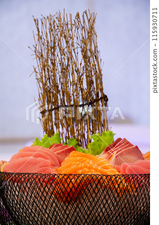 Buffet meals in luxury hotels often include a variety of food options from all over the world. Buffet meals in luxury hotels often include a variety of food options from all over the world. 115930711