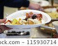 Buffet meals in luxury hotels often include a variety of food options from all over the world.    115930714