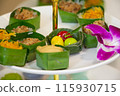 Buffet meals in luxury hotels often include a variety of food options from all over the world.    115930715