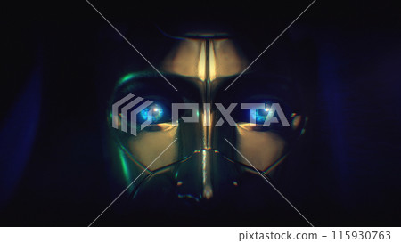 Golden Hooded Mask with Blue Eyes Golden Hooded Mask with Blue Eyes 115930763