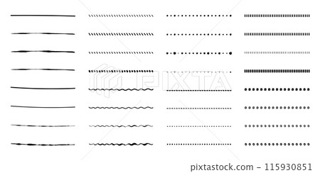 Illustration material: Line material decoration. Simple and cute hand-drawn black and white borders. 115930851