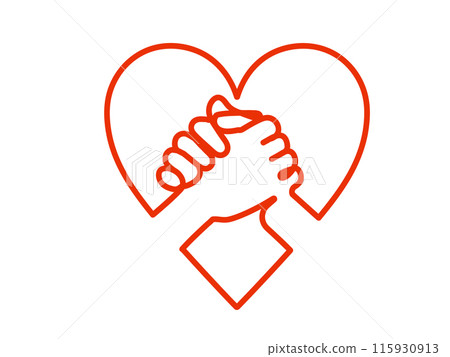 雙手緊緊地握在一起，形成心形標記（線條畫/單筆畫樣式） 線條不會展開，因此可以對其進行編輯。 115930913