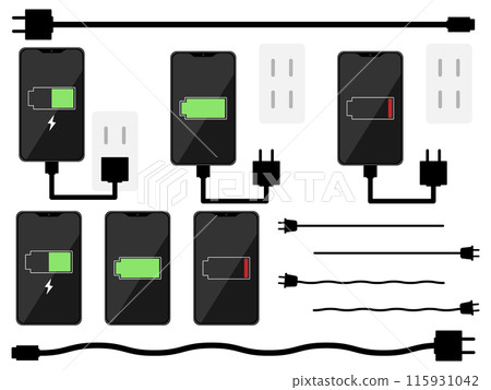 智能手機和充電線 智能手機和充電線 115931042